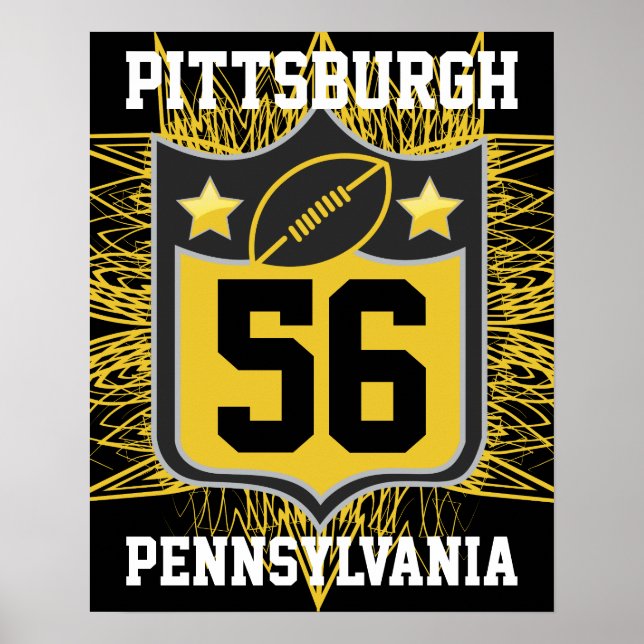 Team USA Sports Black and Gold Pittsburgh Football Poster (Front)