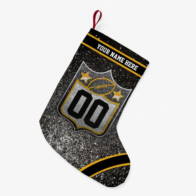 Team USA Sports Black and Gold Pittsburgh Football Small Christmas Stocking (Front (Hanging))