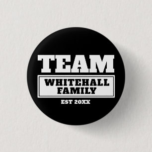 Team white personalised family or team button