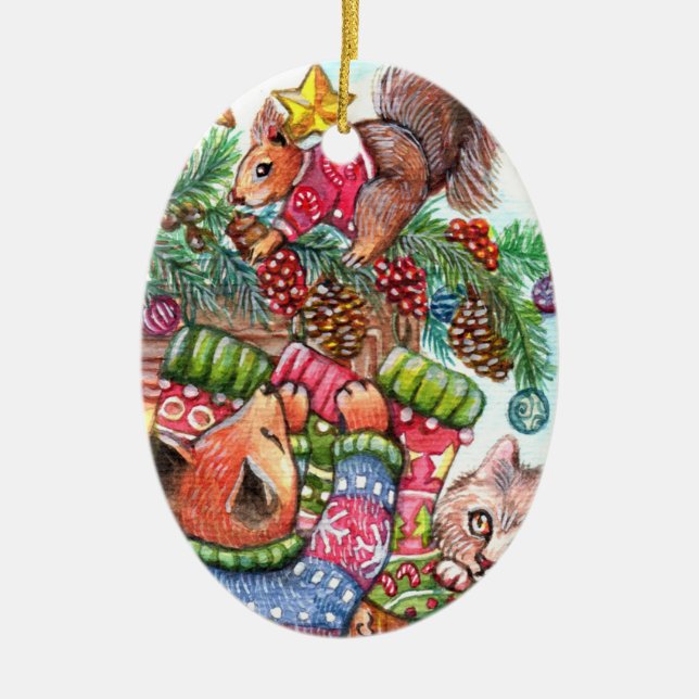 Team Work Ceramic Tree Decoration (Front)