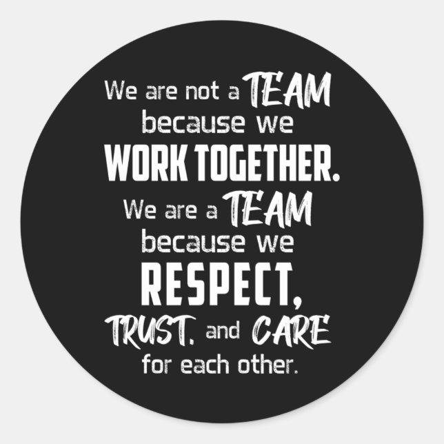 Team Work Job Awesome Spirit Team Player Gift Idea Classic Round Sticker (Front)