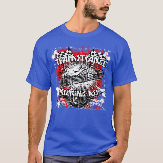 Teamstrange Punk Rock Racer Skeleton Rocking Desig T-Shirt (Front)