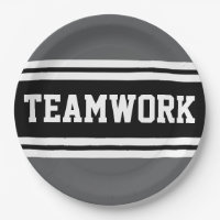 TEAMWORK Athletic Grey Black White Racing Stripes