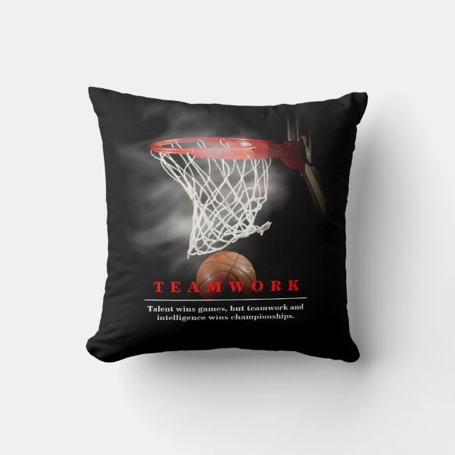 Teamwork Basketball Motivational Inspirational Cushion (Front)