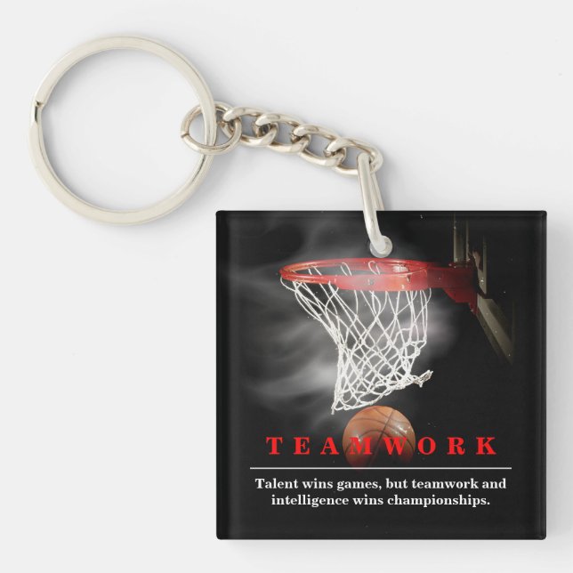 Teamwork Basketball Motivational Inspirational Key Ring (Front)