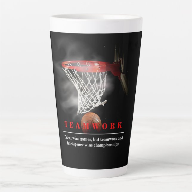 Teamwork Basketball Motivational Inspirational Latte Mug (Front)