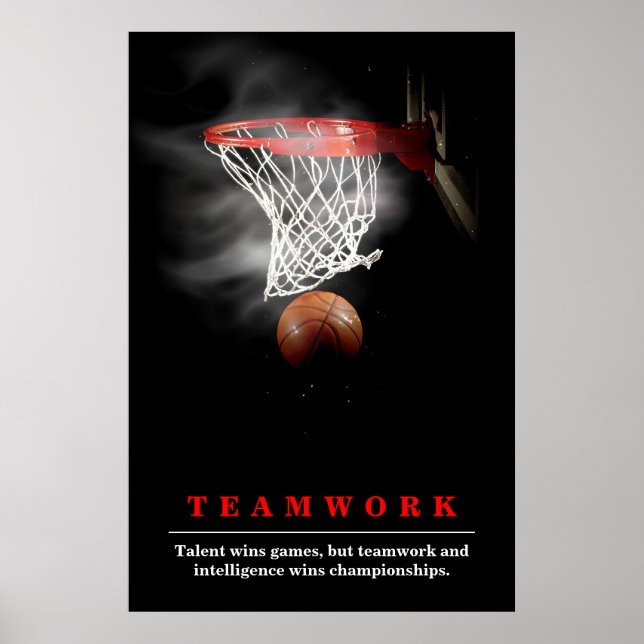 Teamwork Basketball Motivational Inspirational Poster (Front)