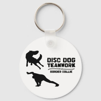Teamwork Border Collie Disc Dog Keychain