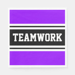 TEAMWORK Bright Purple Black White Racing Stripes Napkin