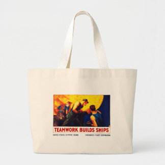 Teamwork Builds Ships Large Tote Bag