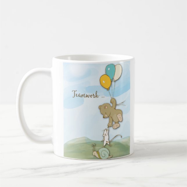 Teamwork Congratulations With Bear Mouse and Snail Coffee Mug (Left)