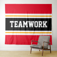 TEAMWORK Fun Bright Red Black White Racing Stripes