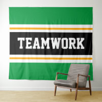 TEAMWORK Green Black White Yellow Racing Stripes