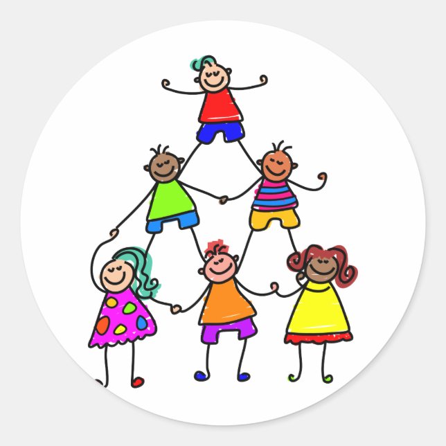 Teamwork Kids Classic Round Sticker (Front)
