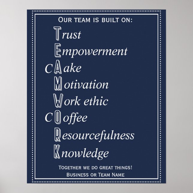 Teamwork Motivational Acrostic Poster (Front)