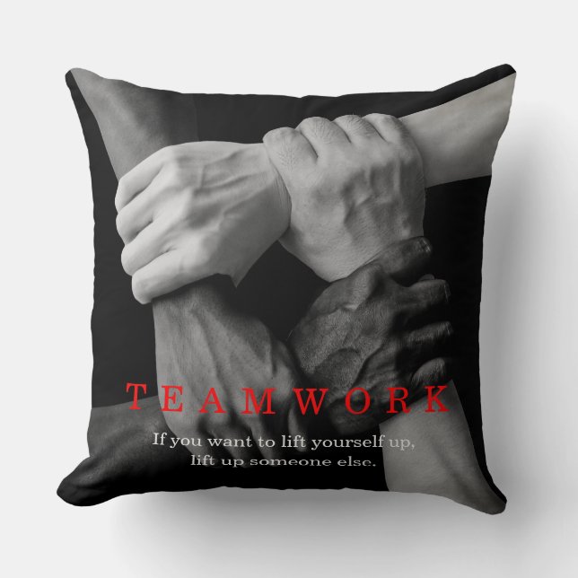 Teamwork Motivational Inspirational Quote Hands Cushion (Front)