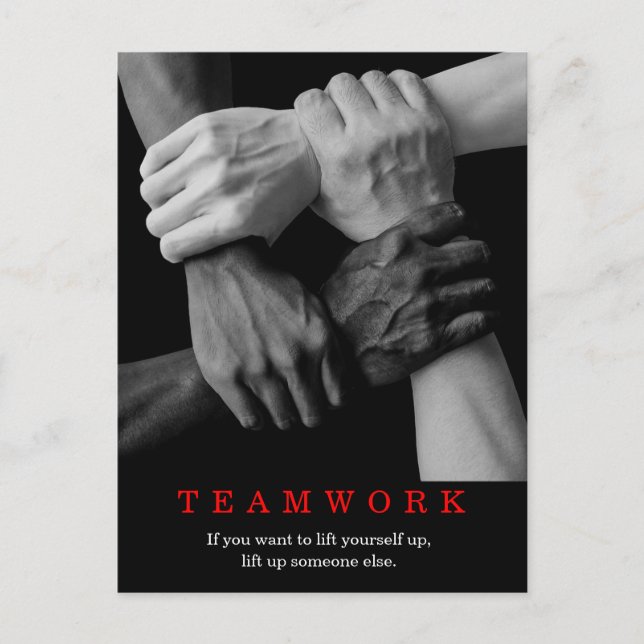 Teamwork Motivational Inspirational Quote Hands Postcard (Front)