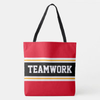 TEAMWORK Sporty Red Black White Racing Stripes