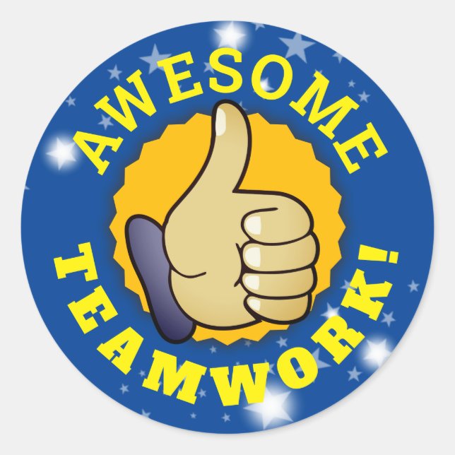 Teamwork thumbs up employee recognition stickers (Front)