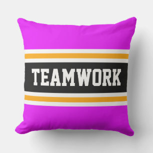 TEAMWORK Tropical Pink Black White Racing Stripes Cushion