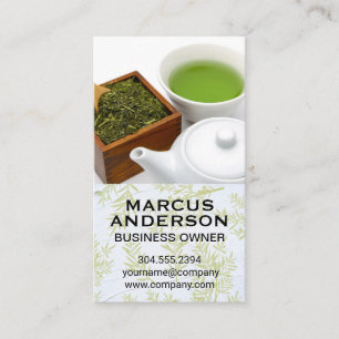 Teapot and Cup Green Tea Business Card