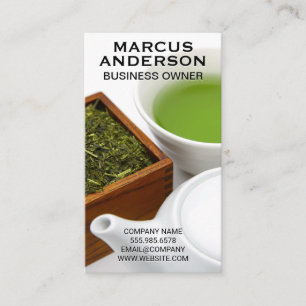 Teapot and Cup Wood Box of Tea Business Card