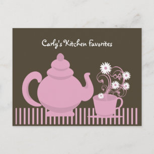Teapot and Daisies Recipe Card