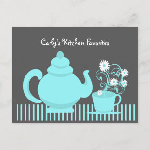 Teapot and Daisies Recipe Card