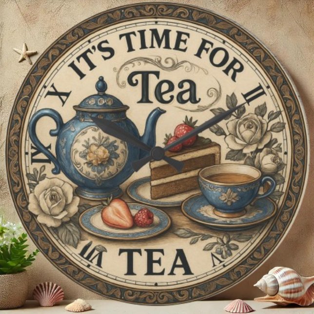 Teapot and scones kitchen English tea room Large Clock (Creator Uploaded)