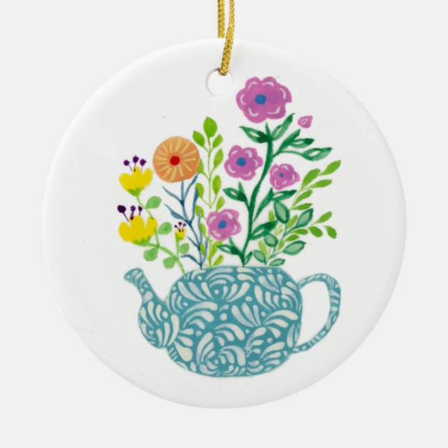 Teapot Bouquet Ornament (Front)