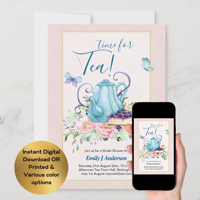 Teapot Bridal Shower Teatime Afternoon Tea Invites (Creator Uploaded)