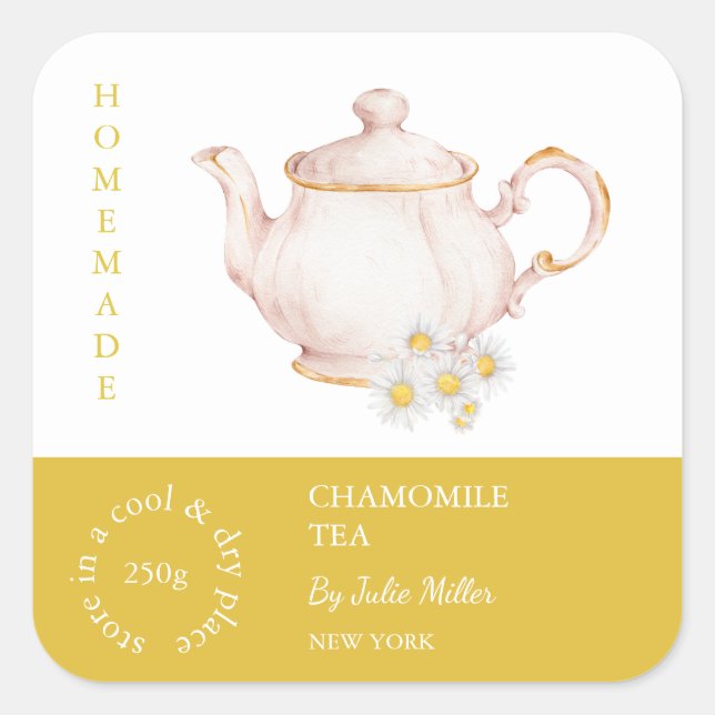 Teapot Chamomile Tea Label (Front)
