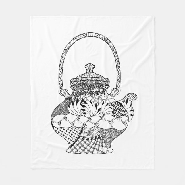 Teapot Doodle Fleece Blanket (Front)