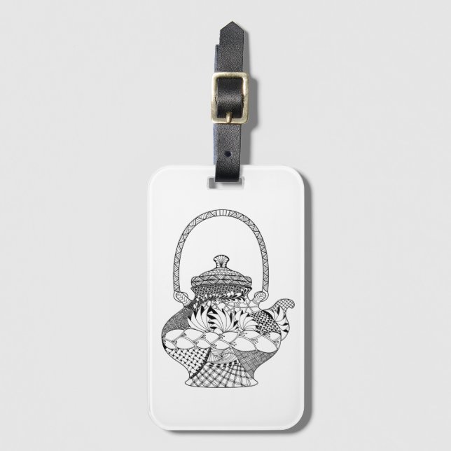 Teapot Doodle Luggage Tag (Front Vertical)