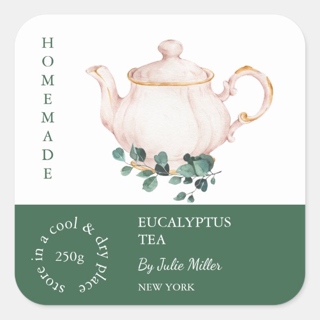 Teapot Eucalyptus Tea Label (Front)