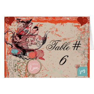 Teapot Fantasy Grunge Custom Table Number Cards