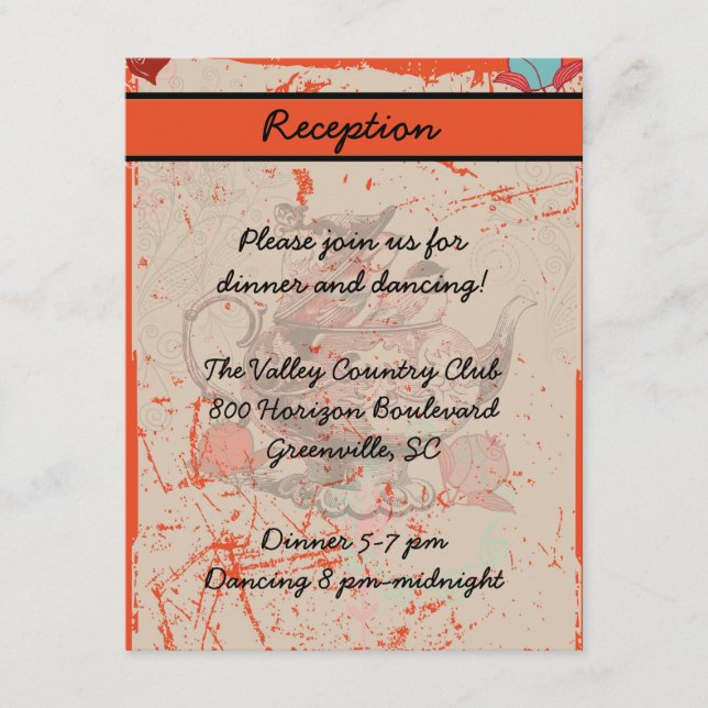 Teapot Fantasy Grunge Reception Card (Front)