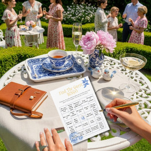 Teapot Find the Guest Bridal Shower Bingo game Invitation