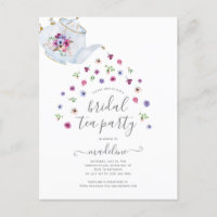 Teapot Floral Bridal Shower Tea Party Invitation