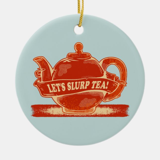 Teapot Funny Drinking Tea Ceramic Tree Decoration (Front)