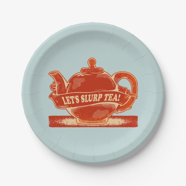 Teapot Funny Drinking Tea Paper Plate (Front)