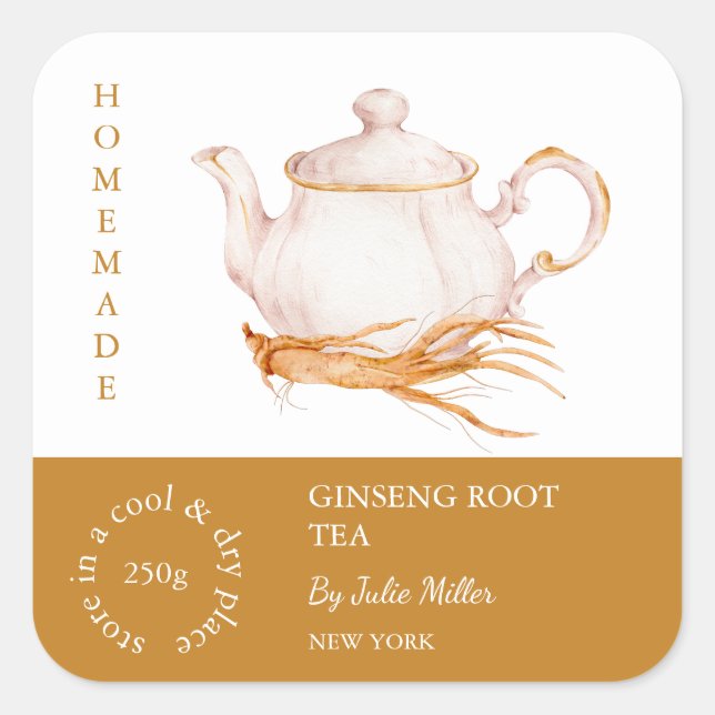Teapot Ginseng Root Tea Label (Front)