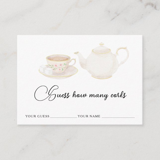Teapot - How many corks bridal game Enclosure Card (Front)