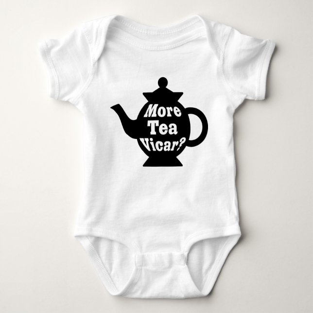 Teapot - More tea Vicar? - Black and White Baby Bodysuit (Front)
