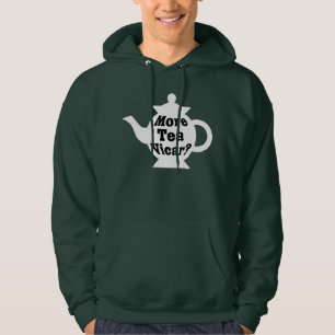 Teapot - More tea Vicar? - Black on White Hoodie