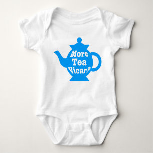 Teapot - More tea Vicar? - Mid Blue and White Baby Bodysuit