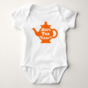 Teapot - More tea Vicar? - Orange and White Baby Bodysuit