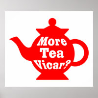Teapot - More tea Vicar? - Red and White