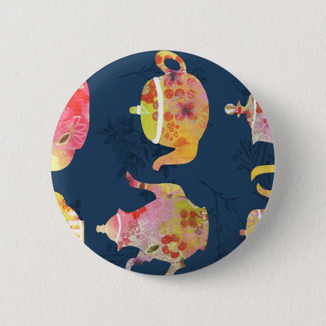 Teapot obsession 6 cm round badge (Front)