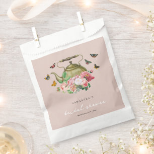 Teapot Party Pink Floral Butterflies Bridal Shower Favour Bags